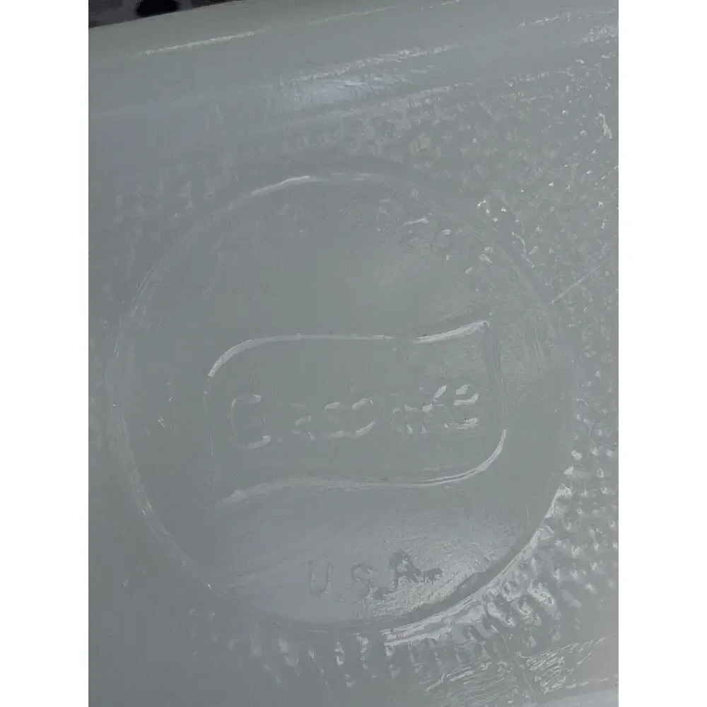 vtg Glasbake Milk Glass Loaf Pan Baking Dish 1-1/2 Qt w Green Modern Flowers